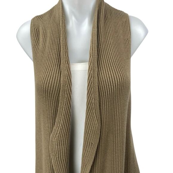 Splendid Women's Tan Sleeveless Knit Open Pocket Cardigan Sweater Top Size S - Picture 3 of 5